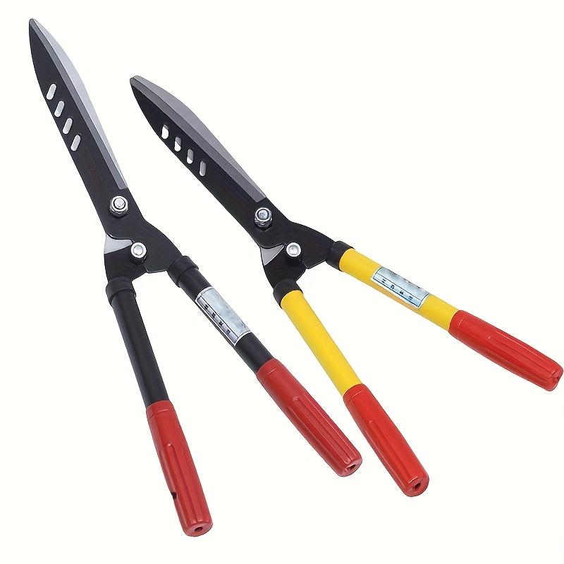 Heavy Duty Manganese Steel Gardening Scissors with Ergonomic Iron Handle and Red Grip - Portable Lawn, Hedge, Fence, Holly