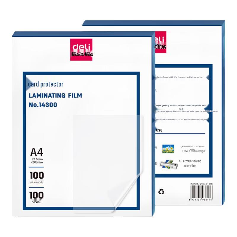 Deli A4 Transparent Laminating Pouches