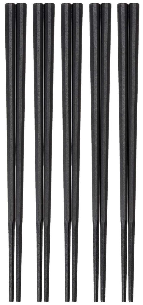 Akebono Sangyo Decagonal Noodle Set of Made In Chopsticks, Black, 23cm, 5, Japan, GM-4004