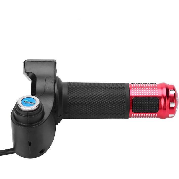1 Pair Twist Throttle Grips, Twist Throttle Grips with LED Display Screen Handle with Key Knock for 12-84V Electric Bike or Scooters