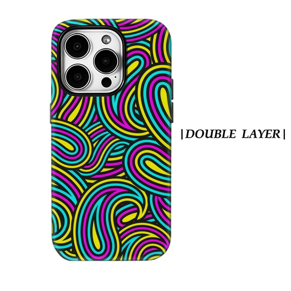 

Neon Paisley Phone Case for IPhone 17 16 15 14 13 Pro Max Plus for Magnetic Single Double-layer Tough Case IPHONE15PLUS