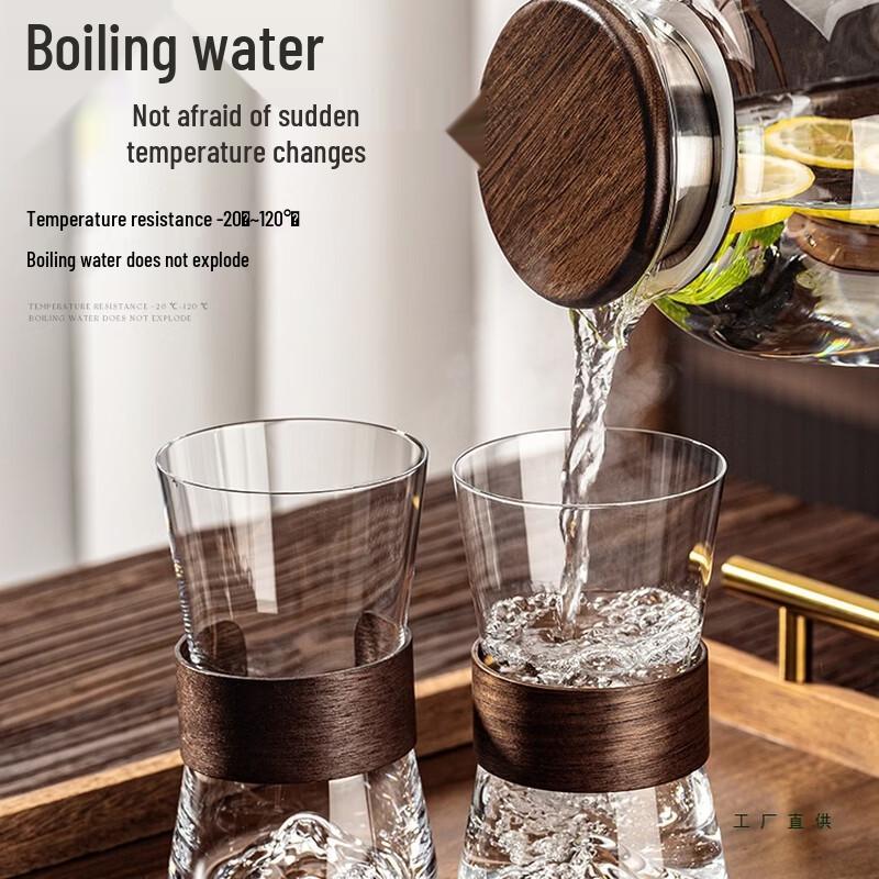 Handun 280ml Glass Teacup Set with Rack & Wood Tray