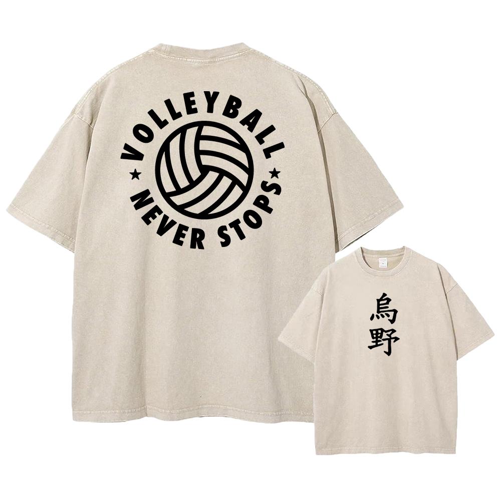 Anime Haikyuu!! Volleyball Hinata Shoyo Graphic Washed T Shirt Men Women Manga Tshirts Casual Loose T-shirt Harajuku Cotton Tops