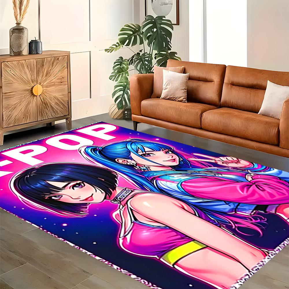 Magische Meisjes in Neonlichten vloerkleed voor woonkamers, slaapkamers, huisdecoratie en als cadeau.