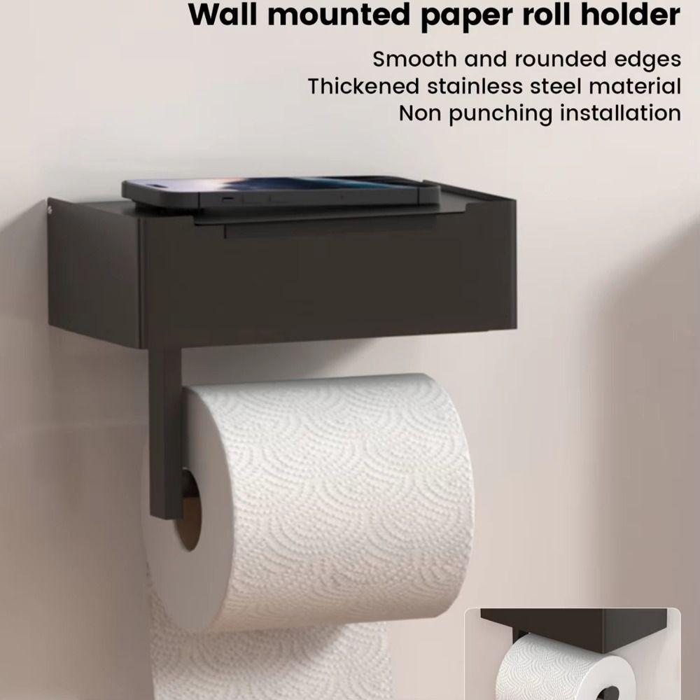 Stainless Steel Toilet Paper Holder Waterproof Hanging Paper Towel Stand Bedroom