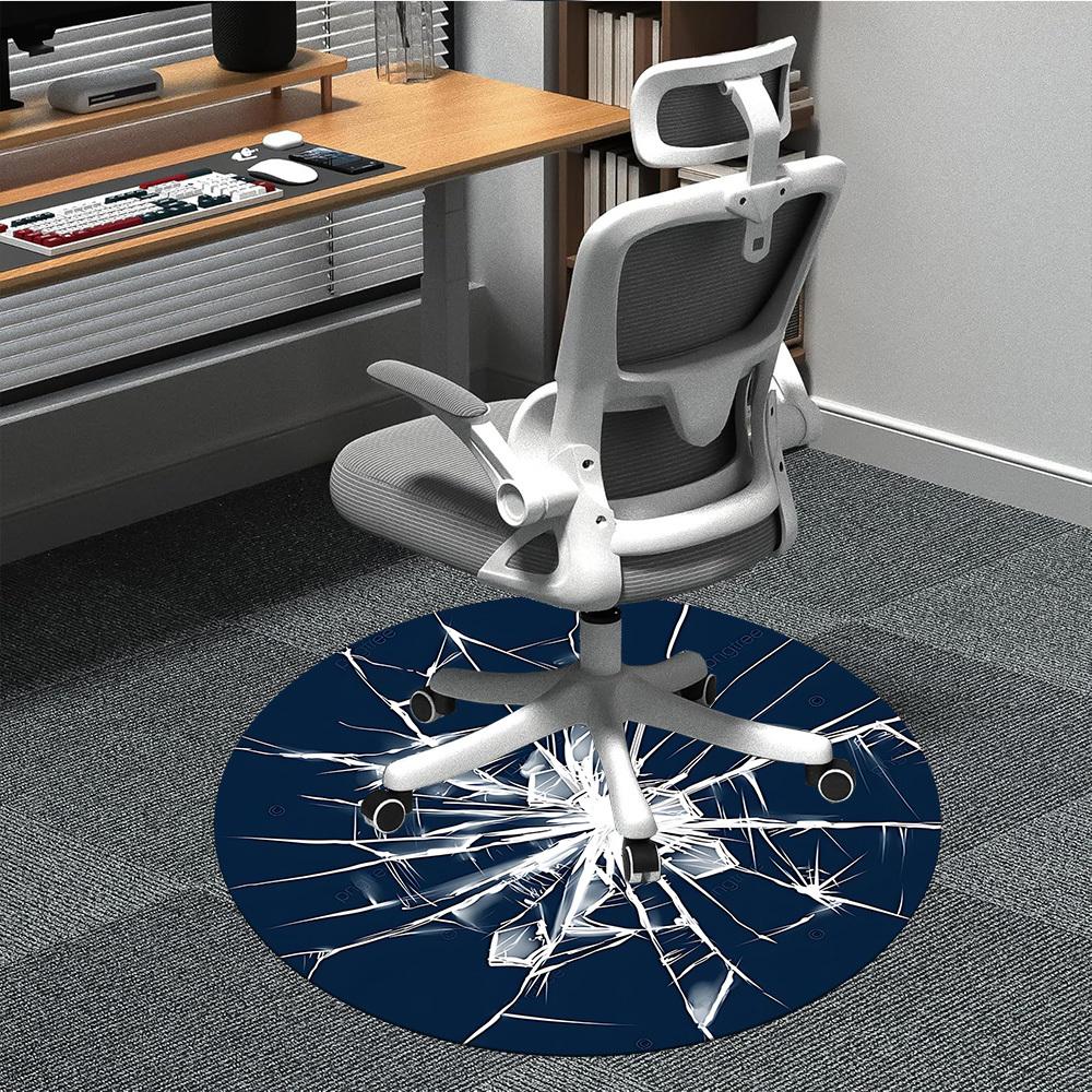 1pc Shattered Glass Office Round Rug, Carpet for Office, Gaming, Lightweight Round Floor Mat yy260205076