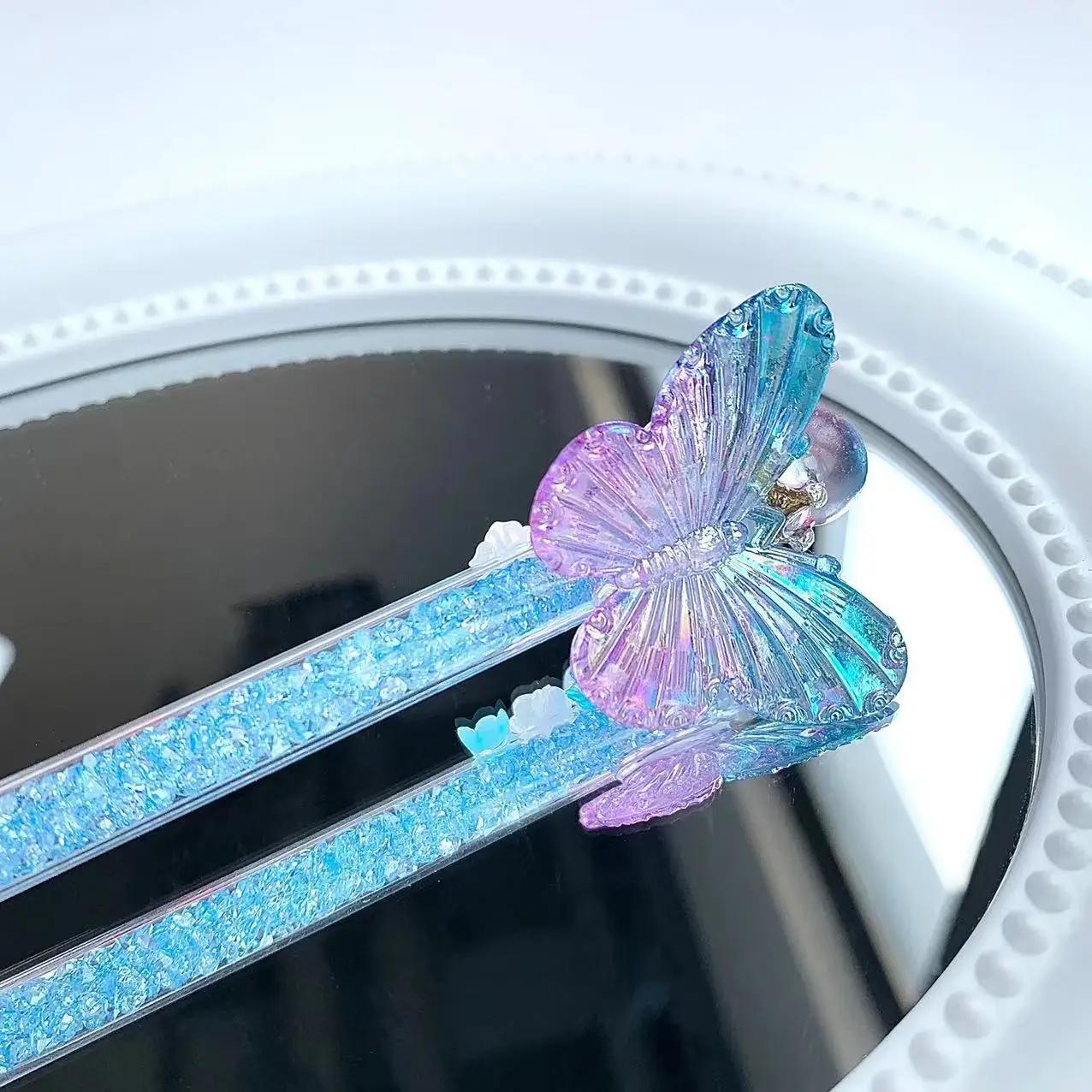 

INS Красивая красочная бабочка серии Diamond Pen Нож Безопасность Дети Скрапбукинг Наклейка Резак для бумаги Девочки Express Letter Opener синий