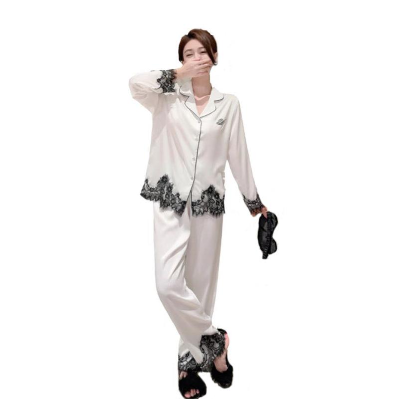 Factory goods 1011 autumn and winter new ice silk pajamas women's Douyin fashion cartoon Internet celebrity fashion loungewear suit