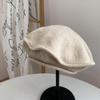 British style knitted thin wool beret female autumn and winter painter hat big head circumference sweet and cute show small face