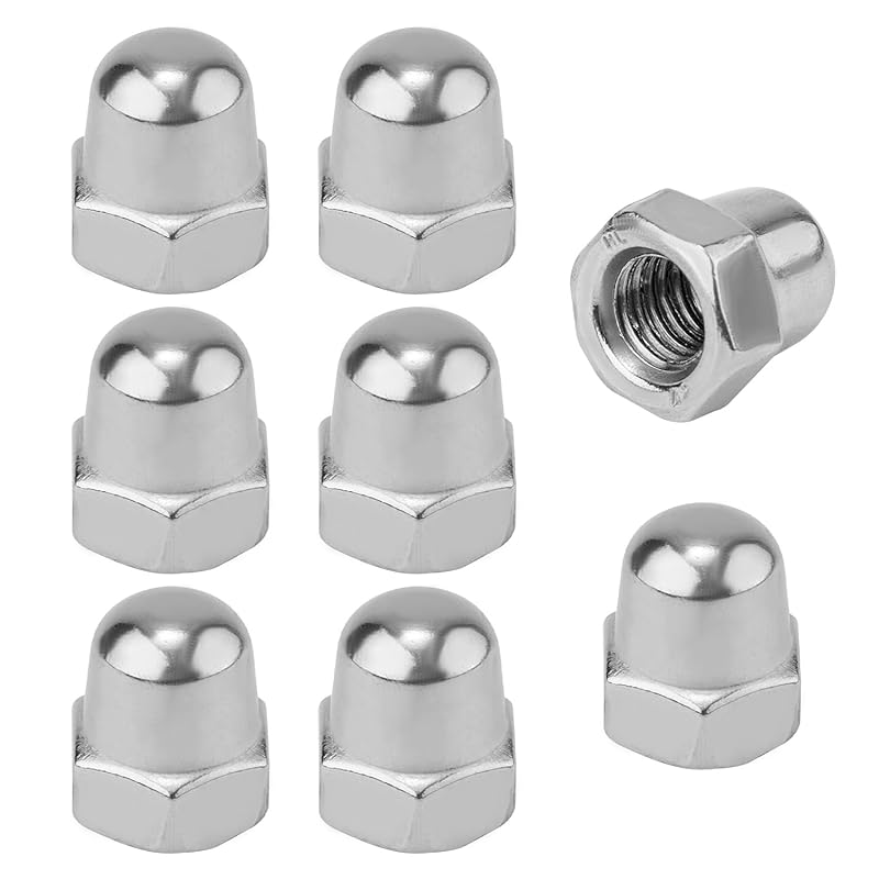 8pcs License Plate Retainer Nuts for Volvo V60/ V90/ S40/ S90/ S60/ XC90, Tall Dome License Plate Screw Caps Stainless Steel, Screws onto Existing