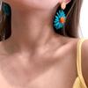 Colorful Raffia Flower Dangle Earrings - Summer Beach Vacation Style, European & American Fashion.