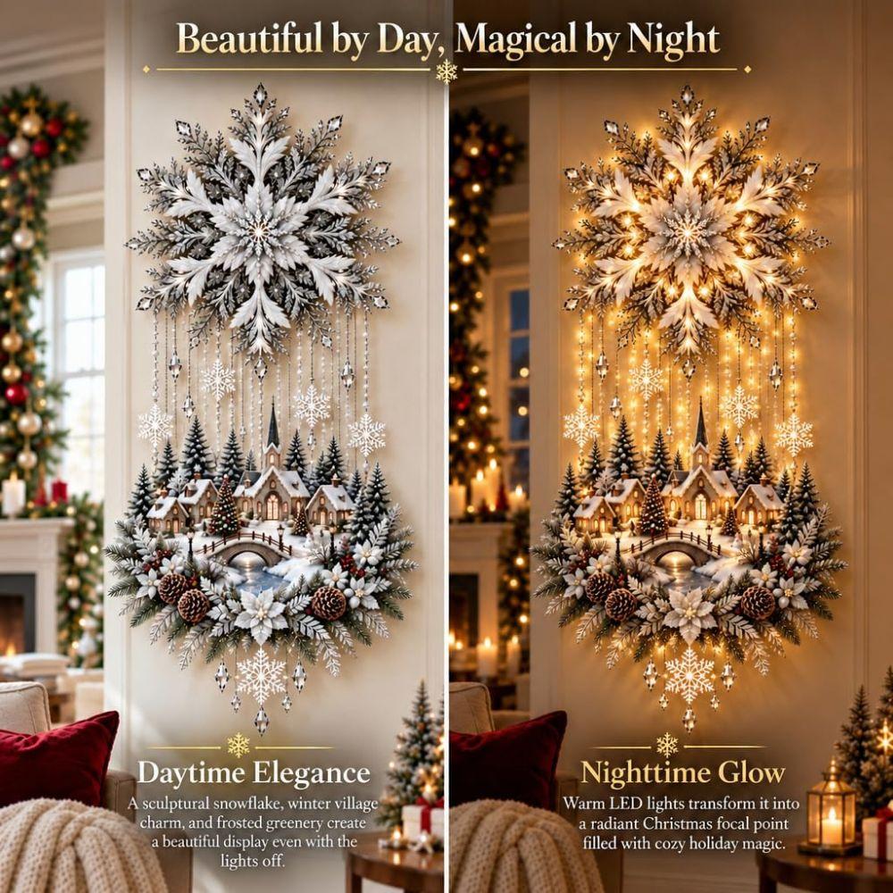 Glowing Angel Blessing Wall Light Snowflake Village Nativity Scene Home Indoor Decor