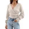 Womens V-Neck Long Sleeve Knit Cardigan Slim Fit Casual Sweater