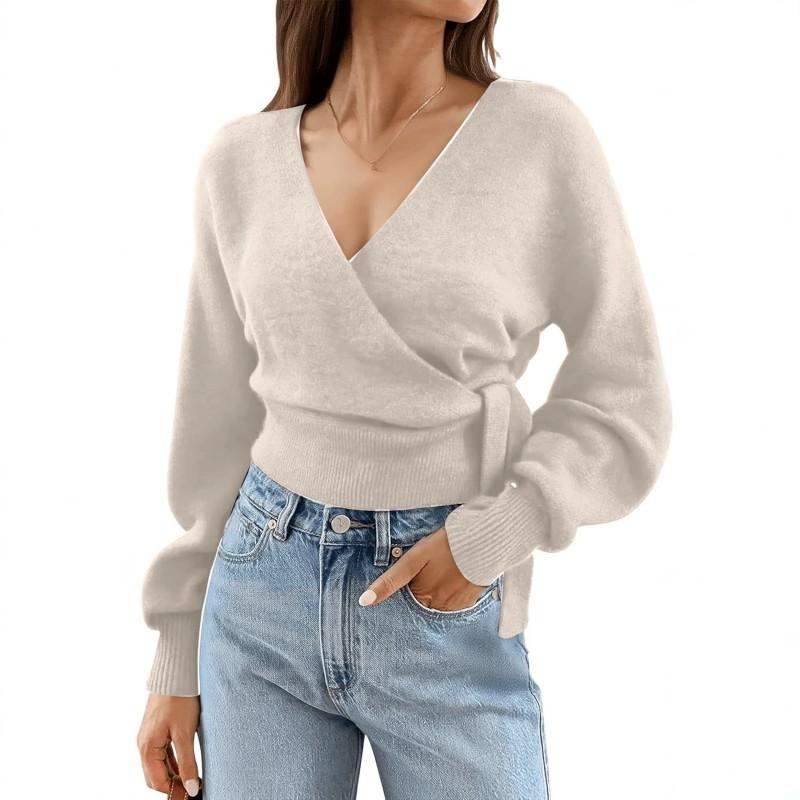 Womens V-Neck Long Sleeve Knit Cardigan Slim Fit Casual Sweater