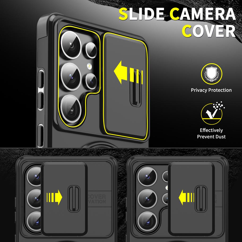 Brnění Magnetický Držák Pouzdro Pro Samsung Galaxy S25 S24 S23 S22 S21 Ultra Plus Se Šňůrkou Posuvný Kryt Fotoaparátu Ochrana proti Nárazům