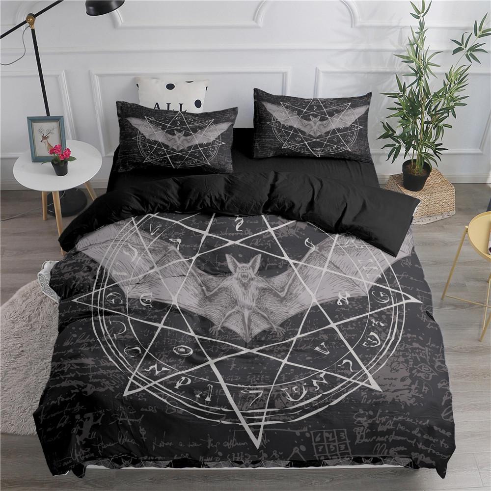 Halloween Duvet Cover Set Flying Vampire Bedding Set Bats Witchcraft Magic Polyester Comforter Cover King Size for Boys Girls