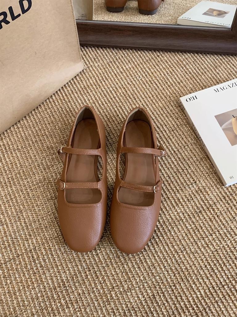 Flat French small red Mary Jane single shoes shoes 2025 summer with skirt wedding shoes ballet evening shoes