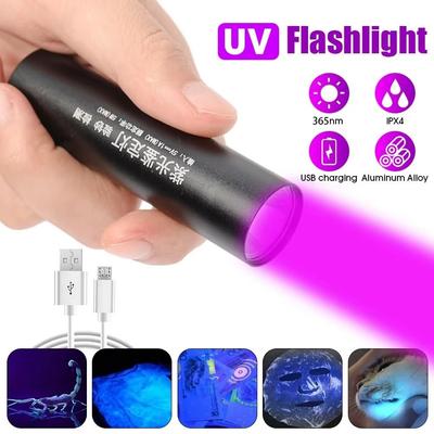 Rechargeable UV Flashlight 365nm Money Detector Light New Ultra Violet Lights