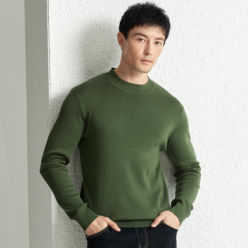 Winter Puyuan Herren Pullover 100% Wolle Halbhoher Kragen: High-End, Hautfreundlich, Leichter Luxus, Einfarbig, Warm und Bequem.