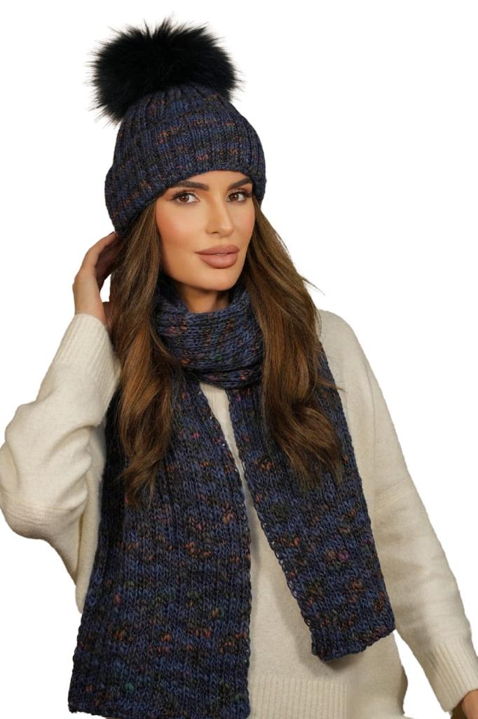 Winter Scarf Multicolor Striped Color Navy Cameo-Pavone