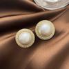 Silver Needle Luxury Stud Earrings Exaggerated Pearl Earrings Full of Diamonds Pearl Earrings Niche New Earrings Women Wholesale Women