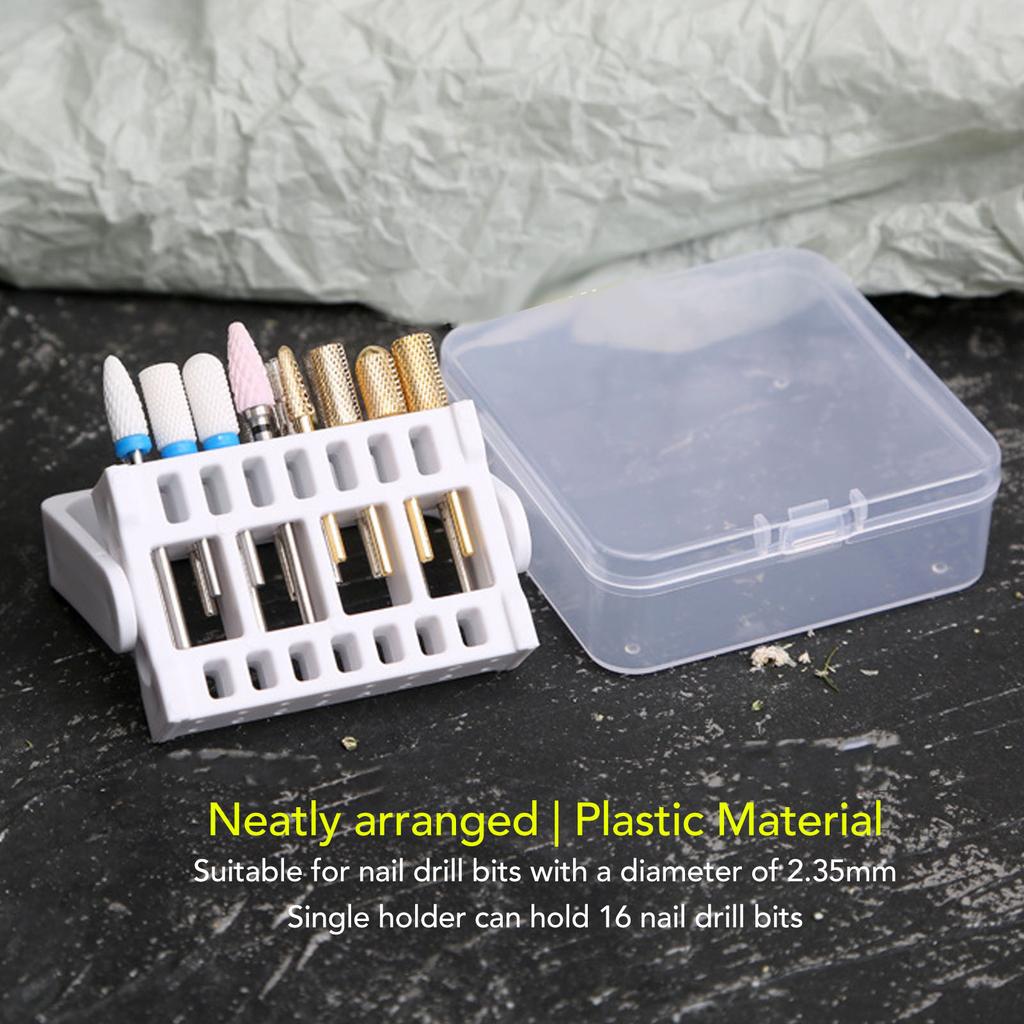 4pcs Nail Drill Bit Holder Stand Home Salon Dustproof Nail Drill Bit Display Organizer Storage Container Box