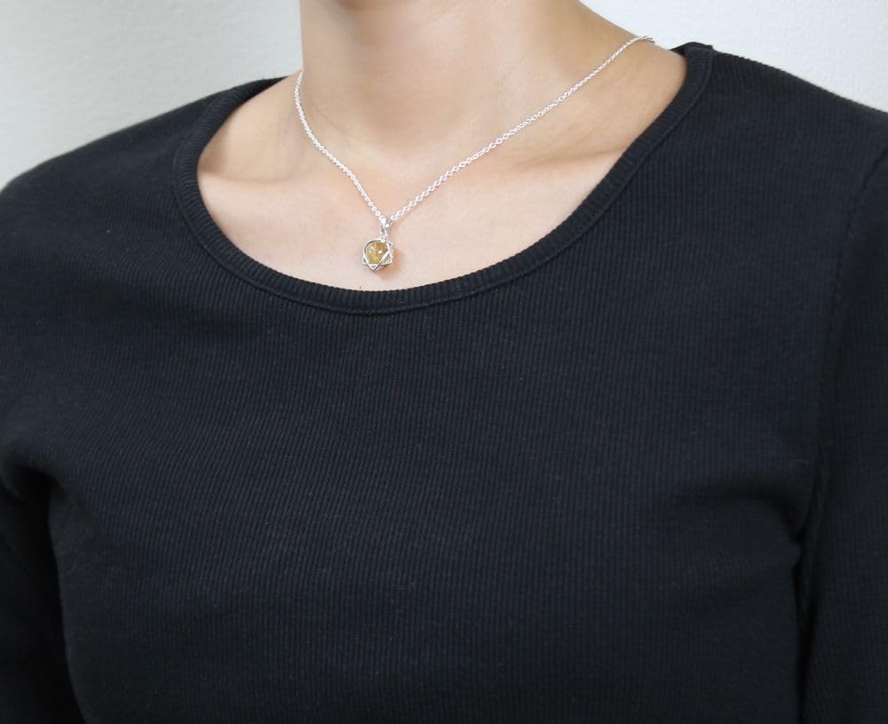 [Mizar] Rutile Quartz Pendant for Women and Men, Hexagram, Sterling Silver 925