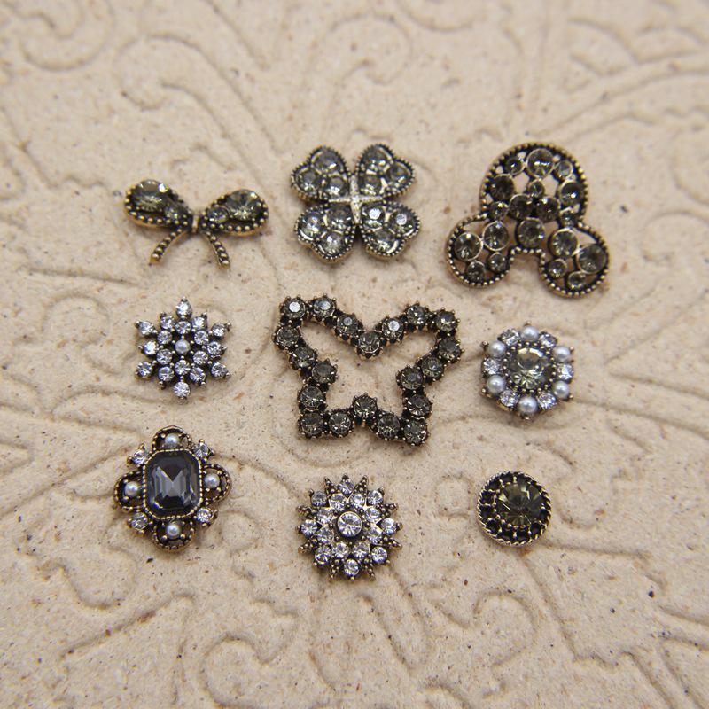 Antique Bronze Rhinestone Mickey & Butterfly Hair Clips