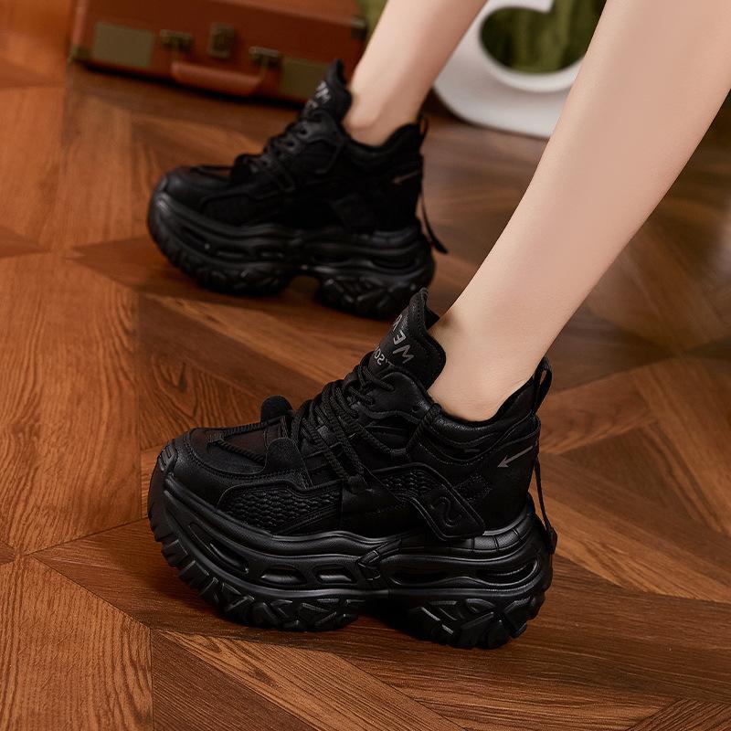 Platform dad shoes women's high-top shoes 2025 autumn and winter new velvet warm versatile casual shoes inner height-increasing women's shoes