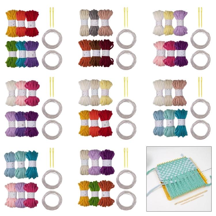 6Rolls Braided Polyester Rope 7mmX5Meters Hollow Braided Cord with Needle and Fixed Wire for Art Craft and Decoration