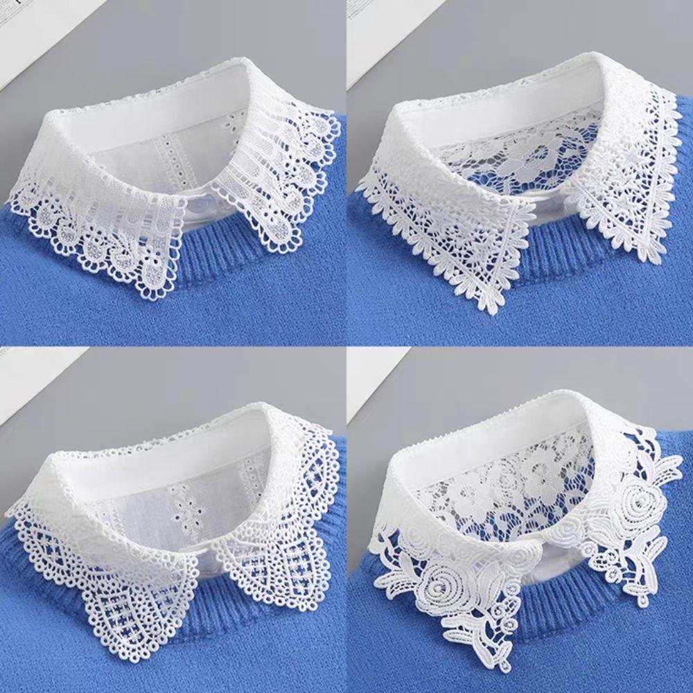 White Decorative Fake Collar Hollow Out Cat Earring Collar Cute Fake Collar Accessory For Sweater Dress Premium Quality Clothing