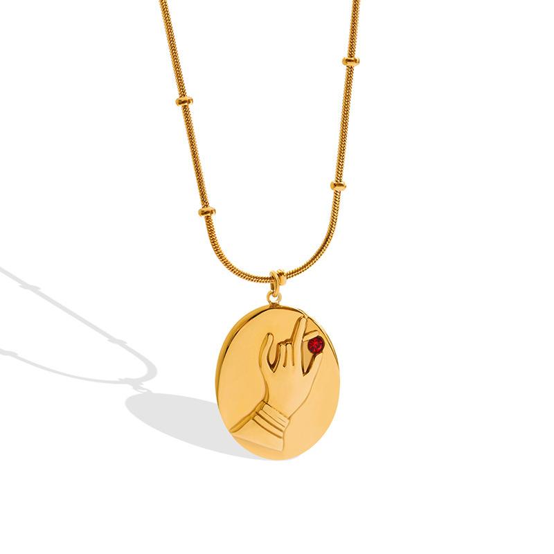 Cold Trendy Cool Fashion Slender Hand Holding Gemstone Necklace Internet Celebrity Same Zircon Inlaid Collarbone Chain