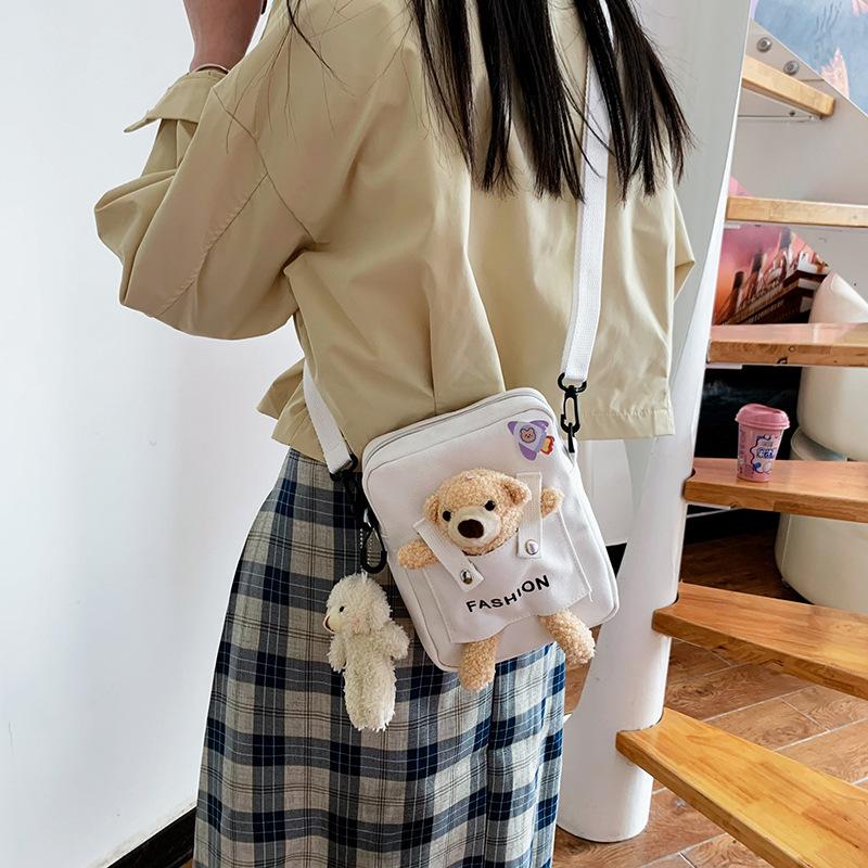 Small Bag New Women's Bag Fashionable and Sweet Small Square Bag Shoulder Messenger Bag Canvas Bag