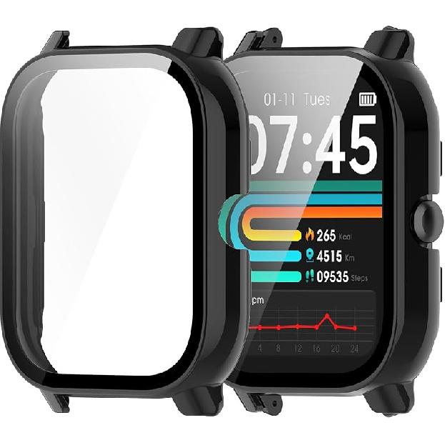 Intended for IOWODO R30 Pro Case Screen Protector Ultra-Thin PC Protector Cover Bumper for IOWODO R30 Pro Watch Case Smartwatch Accessories (6Colors) Black&Black