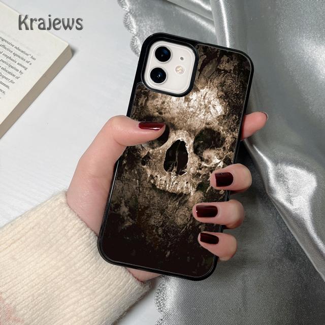 Krajews Skulls Bones Skeleton soft Phone Case Cover For iPhone 17 Air 16 15 14 plus 12 13 pro max coque Fundas