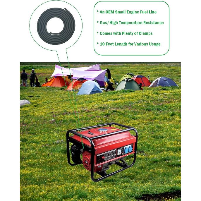 YAMAKATO 10 Feet 1/4 Inch ID Fuel Line Hose For Kawasaki Kohler Briggs & Stratton Small Gas Diesel Powersports Engines And Generators W/ 20 Clamp