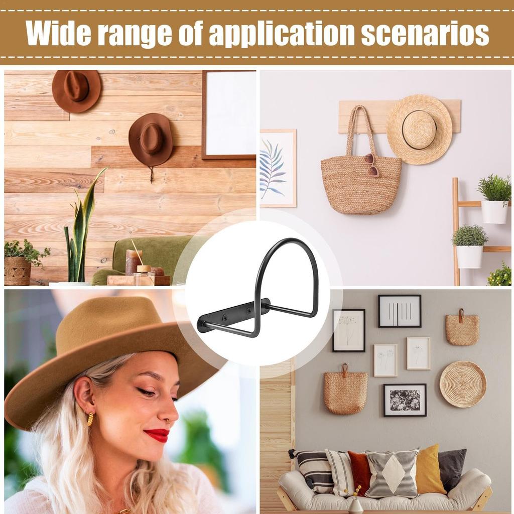 4Pcs Cowboy Hat Wide Brim Cap Holder Organizer Wall Mounted Iron Display Rack