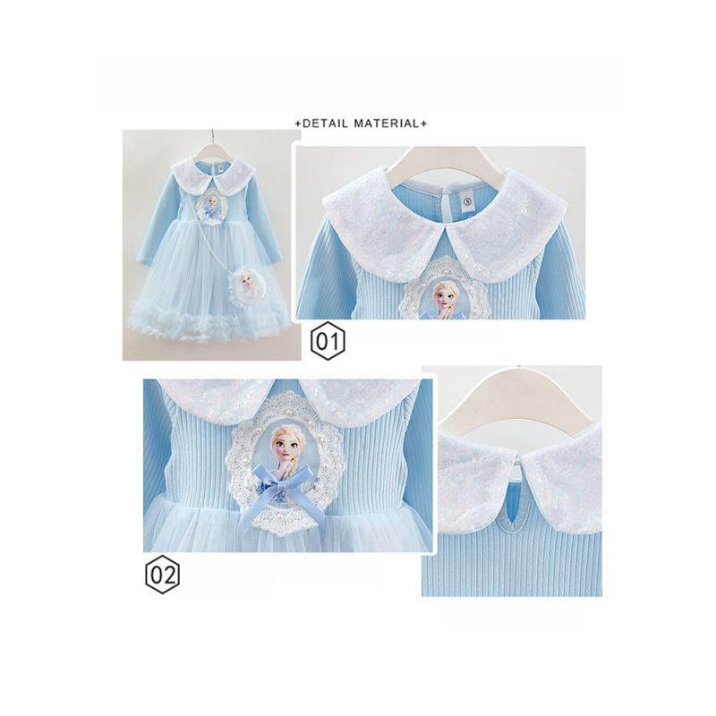 Girls' Elsa Princess Dress Autumn New Style Long Sleeve Fairy Party Dress