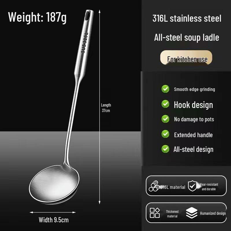 Stainless Steel Anti-Scald German Spatula & Soup Ladle Set
