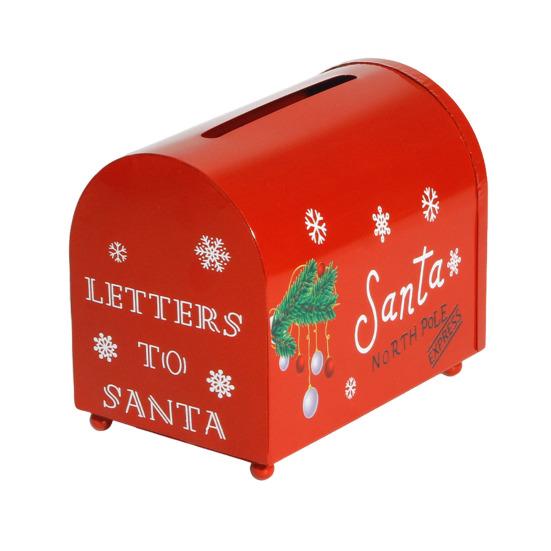 Christmas Letterbox Letters To Santa Metal Mailbox Christmas Decorative Red Mailbox for Home Indoor Outdoor Front Door Decoration Holiday Party