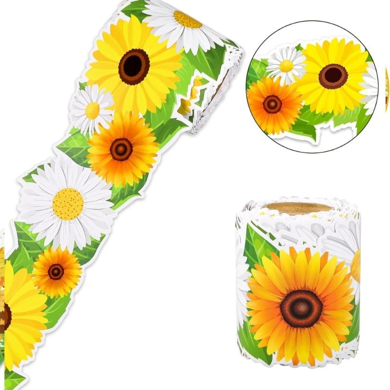 10m Bulletin Board Borders Flowers Classroom Blackboards Flowers Border Trim Decoration for Poster Boards Decoration