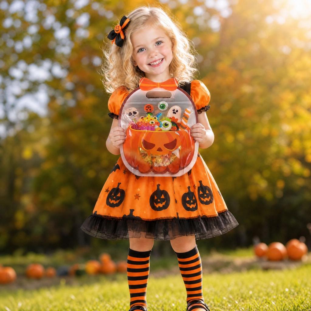 50 Stück Halloween Party-Tüten, Selbststehend verschließbare Goodie Bags für Süßigkeiten Snacks, Tüten