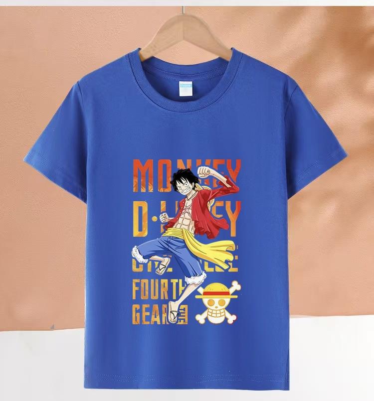 One Piece Luffy Kids Cotton TShirt Adult Boys Girls Family Matching Casual Tee Cute Anime Monkey D Luffy Print Summer Tops