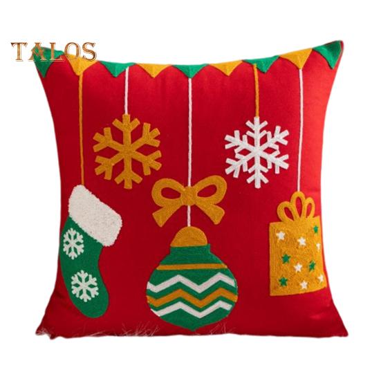 Taie d'oreiller de Noël à imprimé de dessin animé coloré, forme carrée, décoration de chambre à coucher, salon, canapé, taie d'oreiller