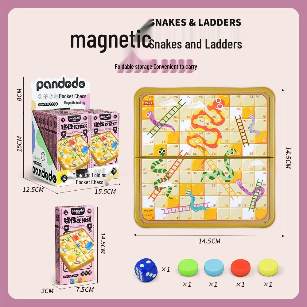 Multigame Chess Set: Magnetic & Flying Chess, Five-in-a-Row, Beast Battle, Snakes & Ladders, Checkers - Educational Parent-Child Desktop Game