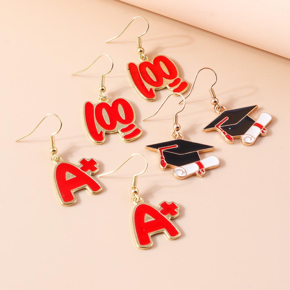 3pairs/set Creative Mortarboard Dangle Earrings for Women Girls Doctorial Hat Earrings Graduation Jewelry Gifts