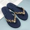 Fashion 2025 Comfortable and Fashionable All-match Beach Shoes Non-slip Soft Bottom Casual Flip-flops Rhinestone Chain Flat Slippers