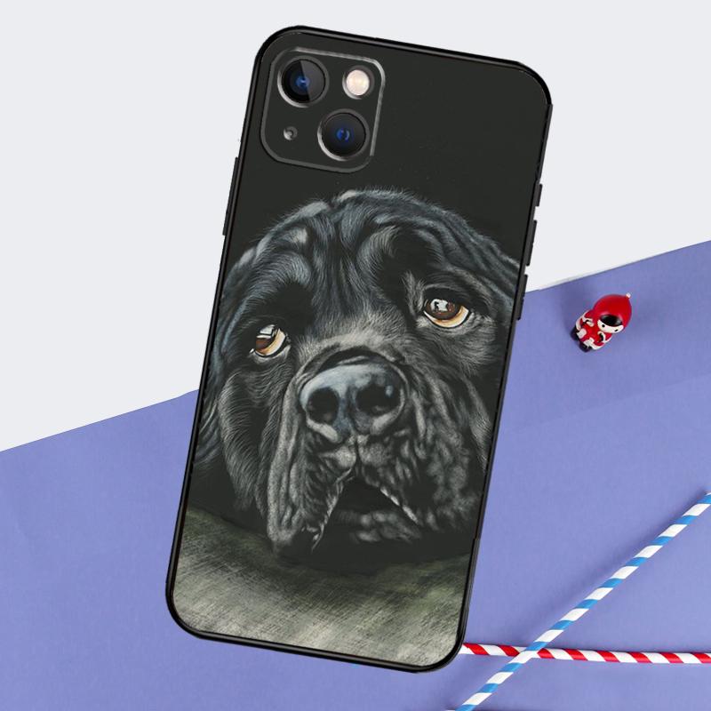 Cartoon Rottweiler Dog Phone Case For iPhone 16 15 Pro Max 12 13 Mini 11 14 Pro Max XR 16 15 Plus 16e Cover Coque