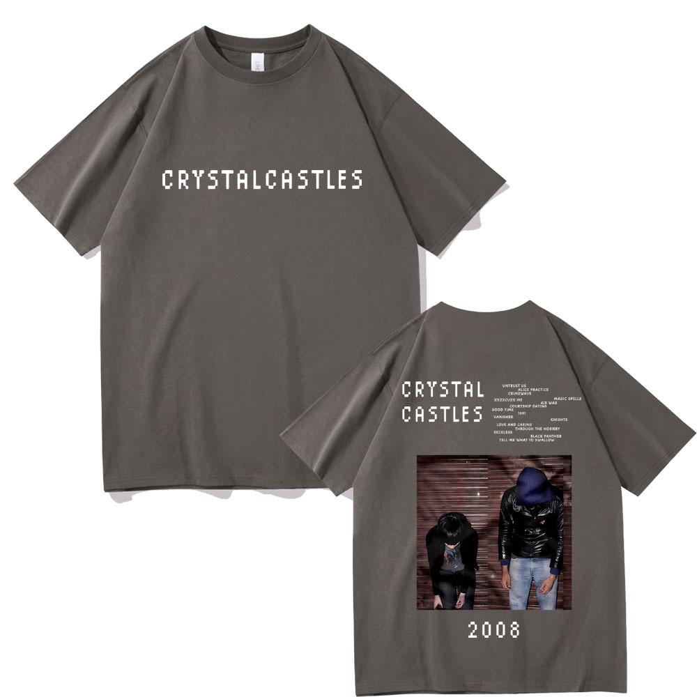 Crystal Castles Double Sided Print T Shirts Men Women Hip Hop Rock Oversized T-shirts Male Gothic T Shirt Men's Vintage Tshirt