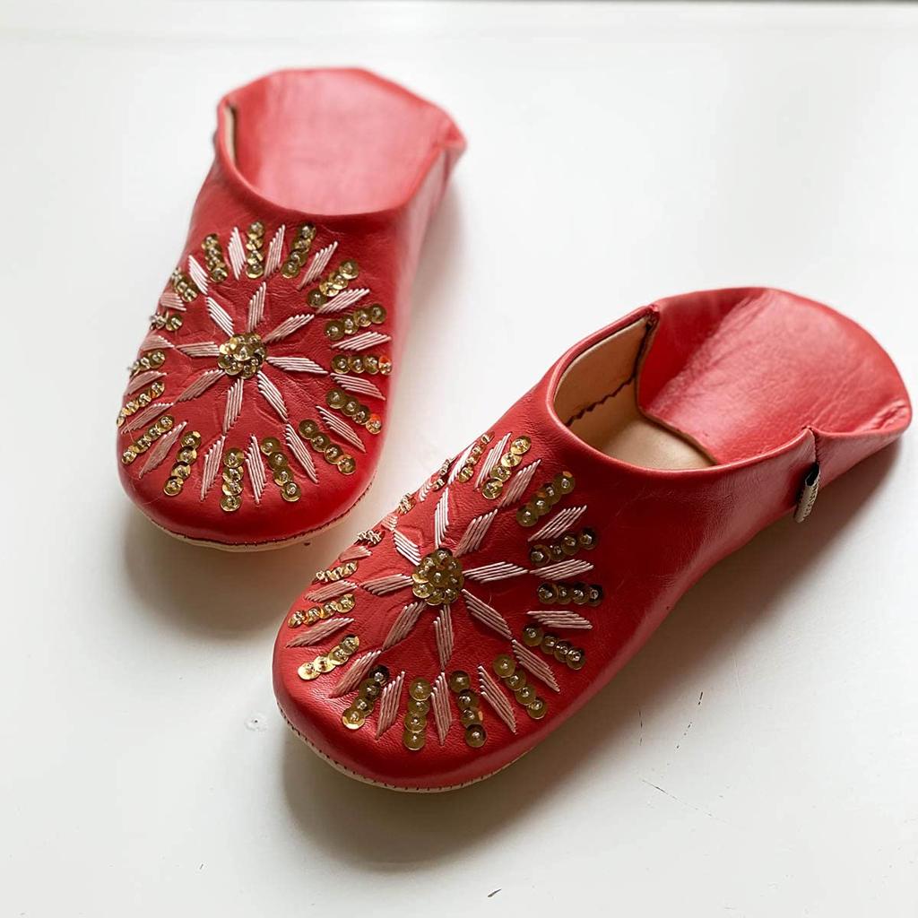 Sequined Babouche Bags Rose L [dear Morocco] // // (24.5 cm)